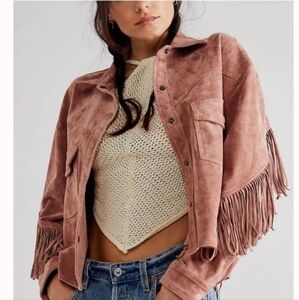 Free People x Blank NYC Fringe Shacket